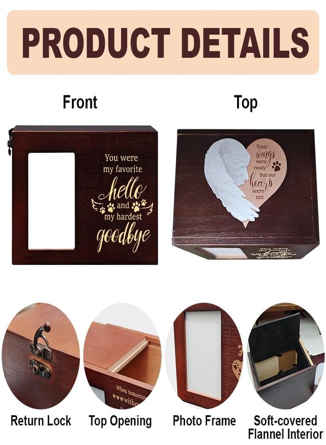 GLASSWINDS Pet Urns for Dog or Cat Ashes, Wooden Dog Urn for Ashes Keepsake with Photo Frame, Large Pet Cremation Urn with Flannel Lining Pets Memorial Box Loss Pets Sympathy Remembrance Gift(Brown) - Image 3